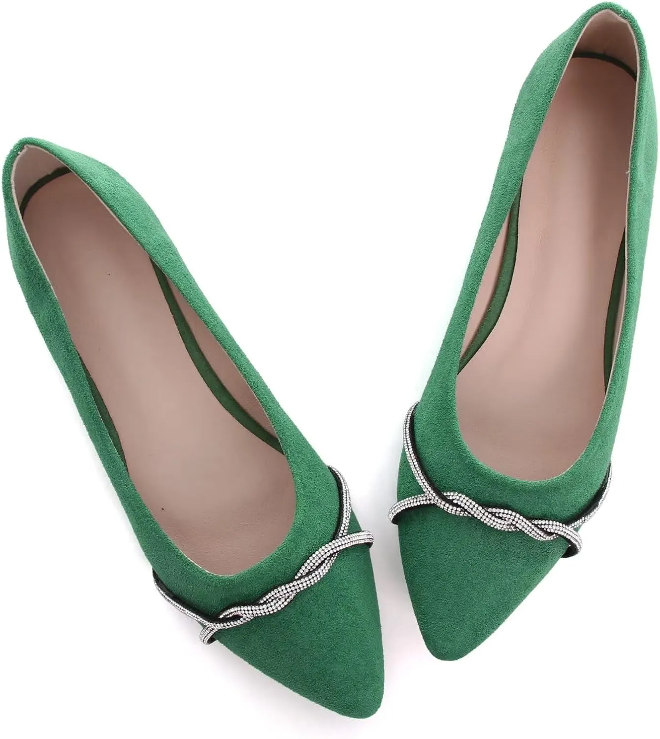 TN TANGNEST Womens Casual Flats Fashion Chain Pointed Toe Ballet Flats Rhinestone Flats Comfort Slip On Dress Shoes