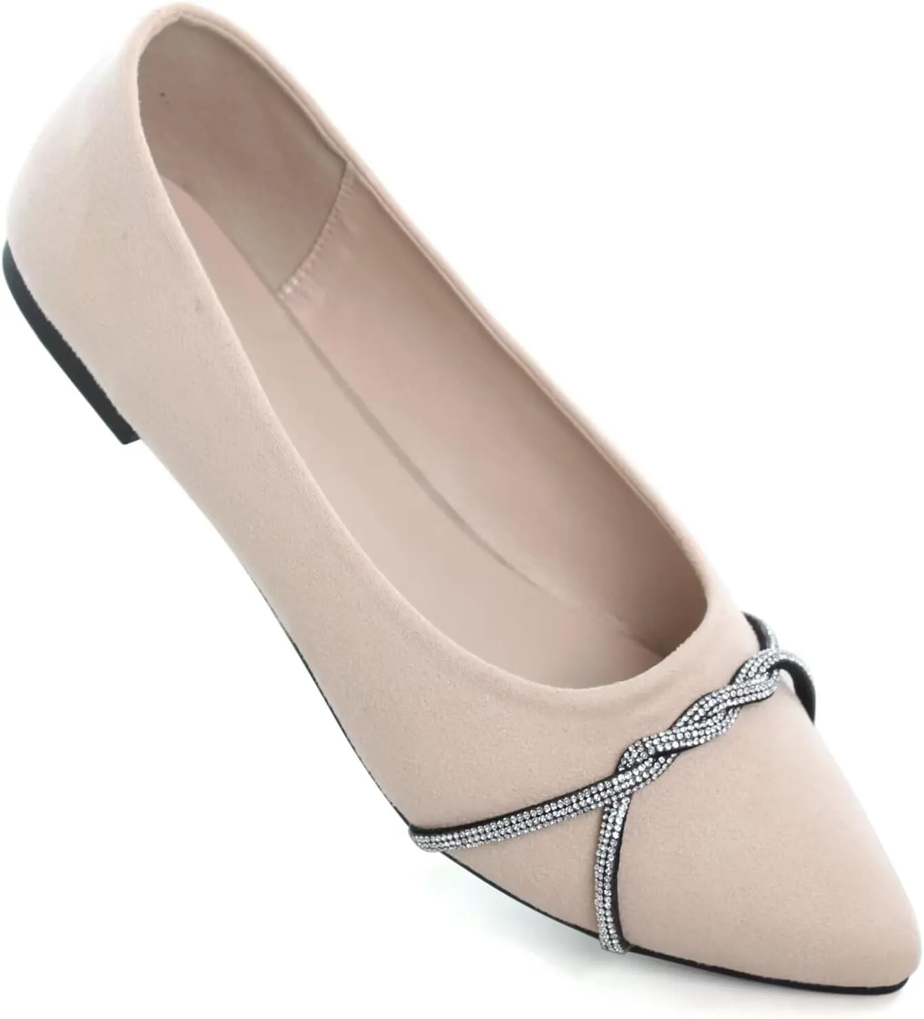 TN TANGNEST Womens Casual Flats Fashion Chain Pointed Toe Ballet Flats Rhinestone Flats Comfort Slip On Dress Shoes