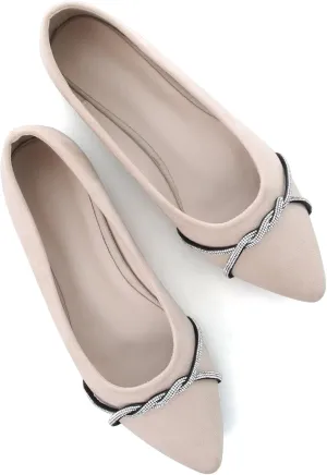 TN TANGNEST Womens Casual Flats Fashion Chain Pointed Toe Ballet Flats Rhinestone Flats Comfort Slip On Dress Shoes