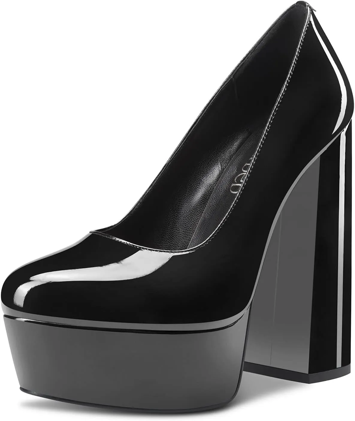 TNYNFBEB Women Chunky Block High Platform Heel Round Toe Pumps Slip-on Prom Basic Classic 5.5 Inches Heels
