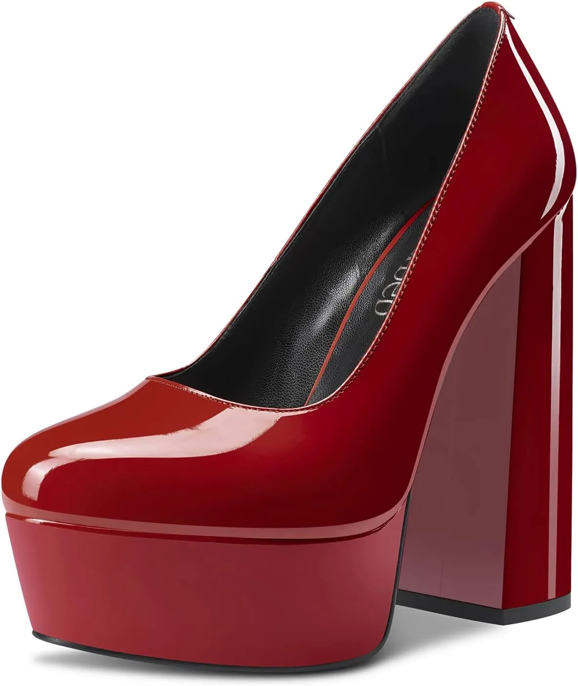 TNYNFBEB Women Chunky Block High Platform Heel Round Toe Pumps Slip-on Prom Basic Classic 5.5 Inches Heels