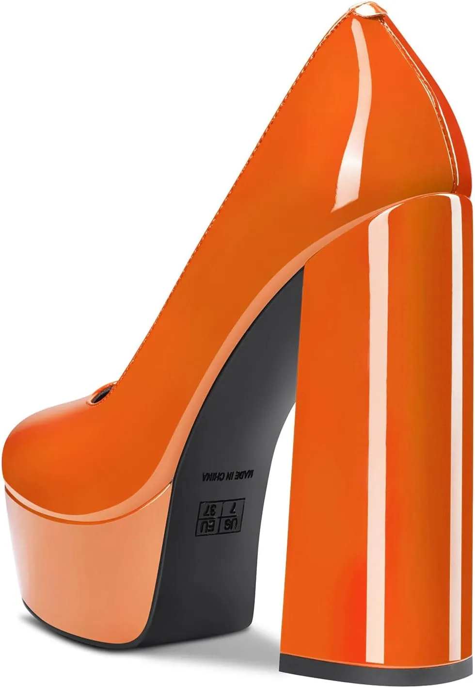 TNYNFBEB Women Chunky Block High Platform Heel Round Toe Pumps Slip-on Prom Basic Classic 5.5 Inches Heels