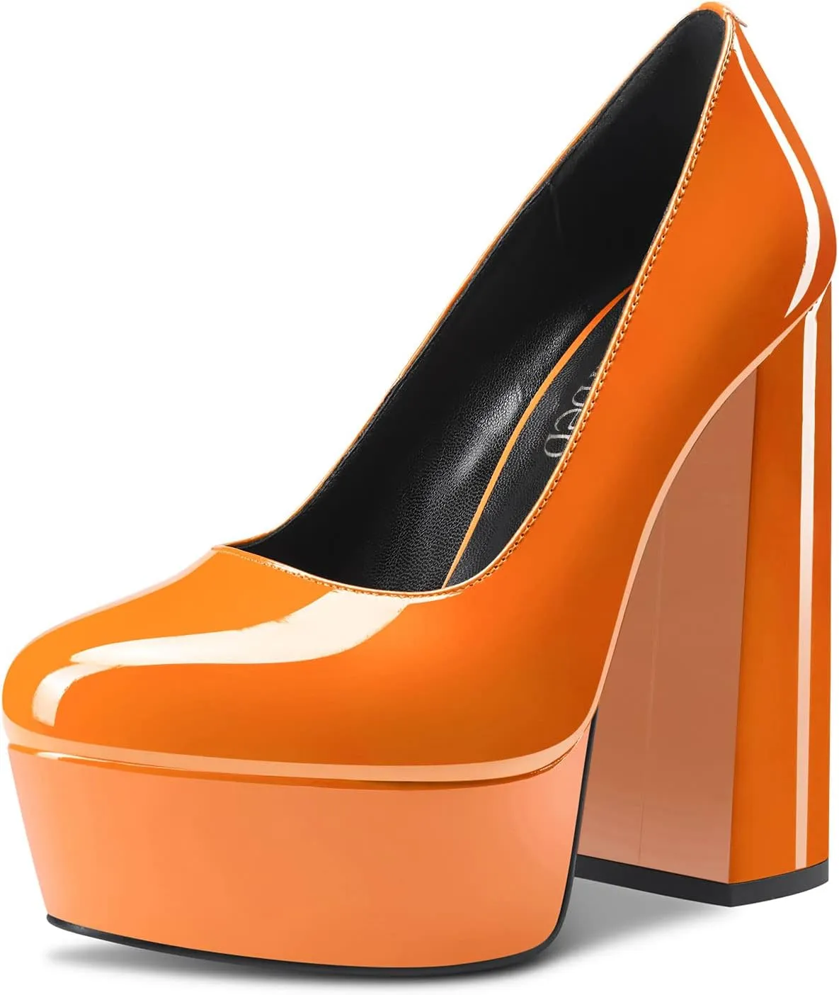 TNYNFBEB Women Chunky Block High Platform Heel Round Toe Pumps Slip-on Prom Basic Classic 5.5 Inches Heels