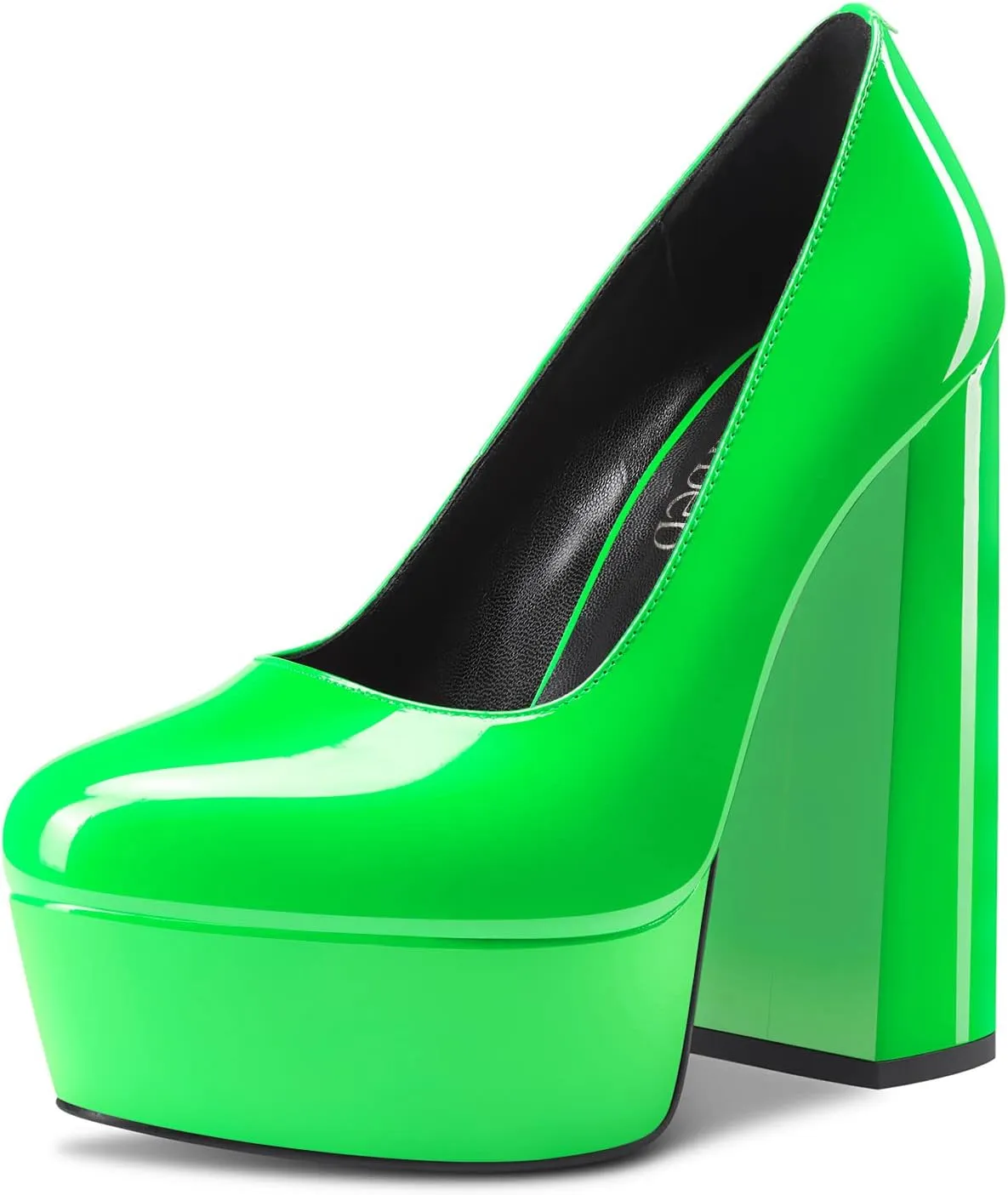TNYNFBEB Women Chunky Block High Platform Heel Round Toe Pumps Slip-on Prom Basic Classic 5.5 Inches Heels