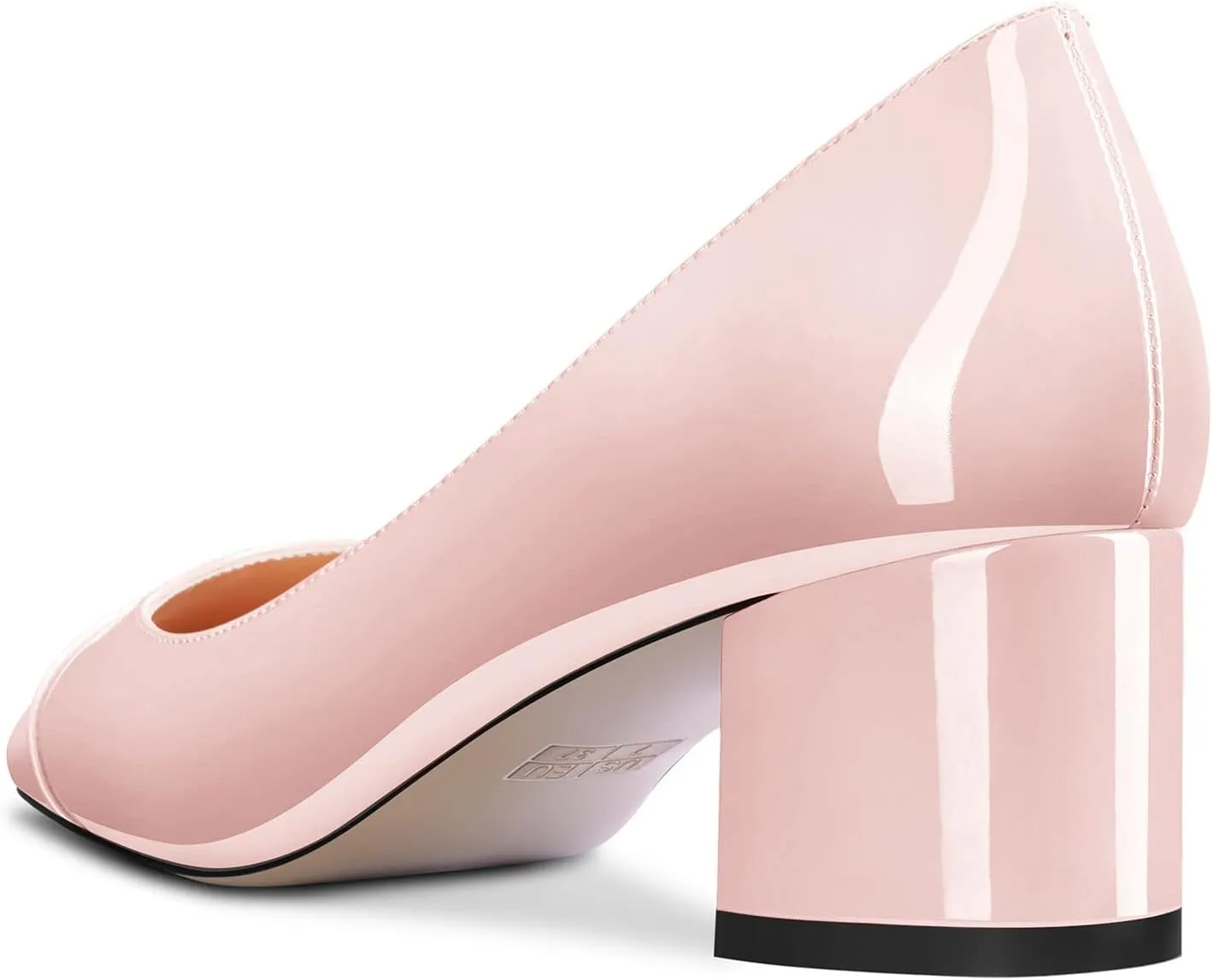 TNYNFBEB Women Chunky Block Mid Heel Close Square Toe Pumps Slip-on Patchwork Wedding Party Basic Classic 2.0 Inches Heels