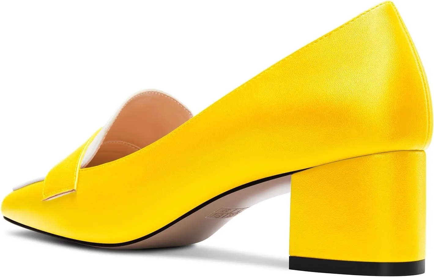 TNYNFBEB Womens Chunky Block Mid Heel Close Square Toe Pumps Slip-on Patchwork Prom Basic Classic 2.0 Inches Heels