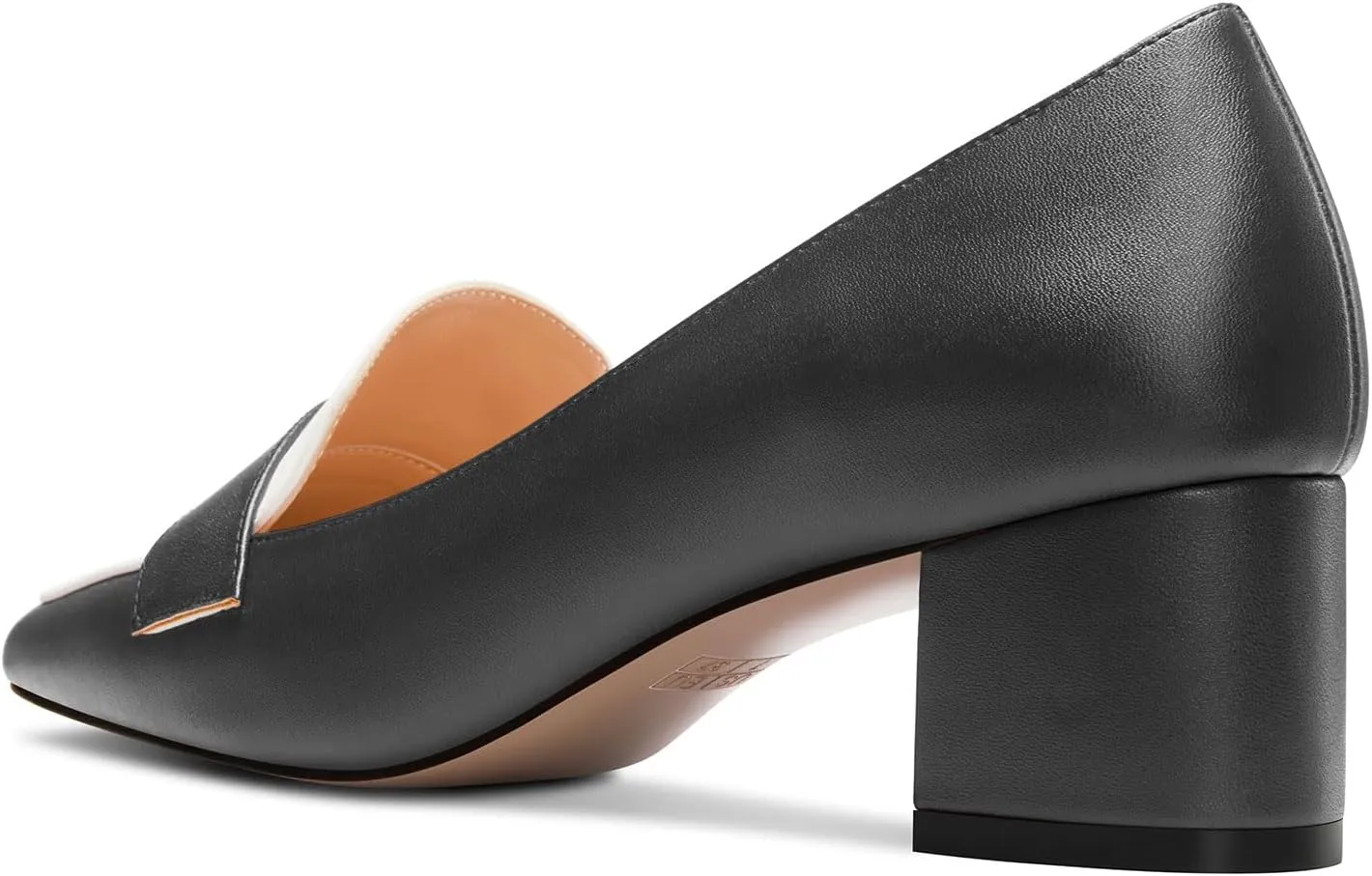 TNYNFBEB Womens Chunky Block Mid Heel Close Square Toe Pumps Slip-on Patchwork Prom Basic Classic 2.0 Inches Heels