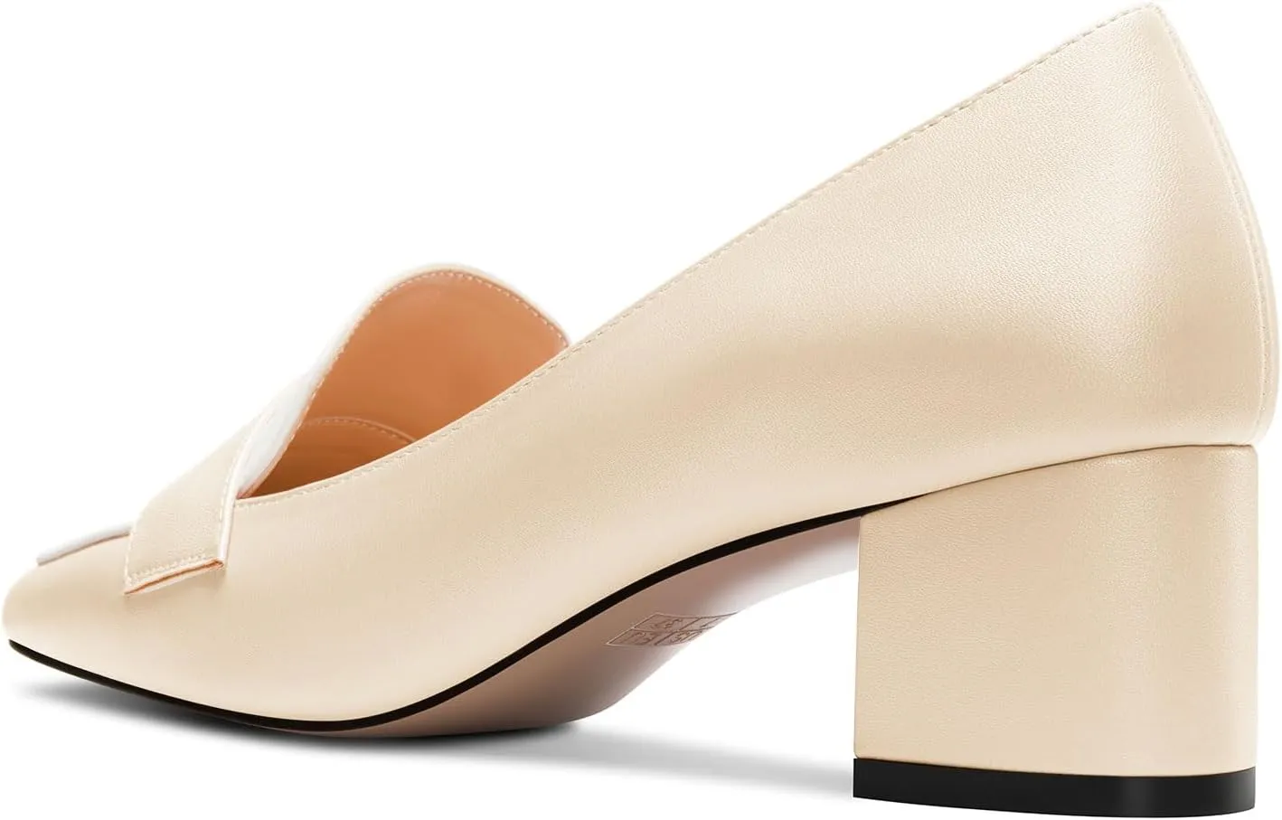 TNYNFBEB Womens Chunky Block Mid Heel Close Square Toe Pumps Slip-on Patchwork Prom Basic Classic 2.0 Inches Heels