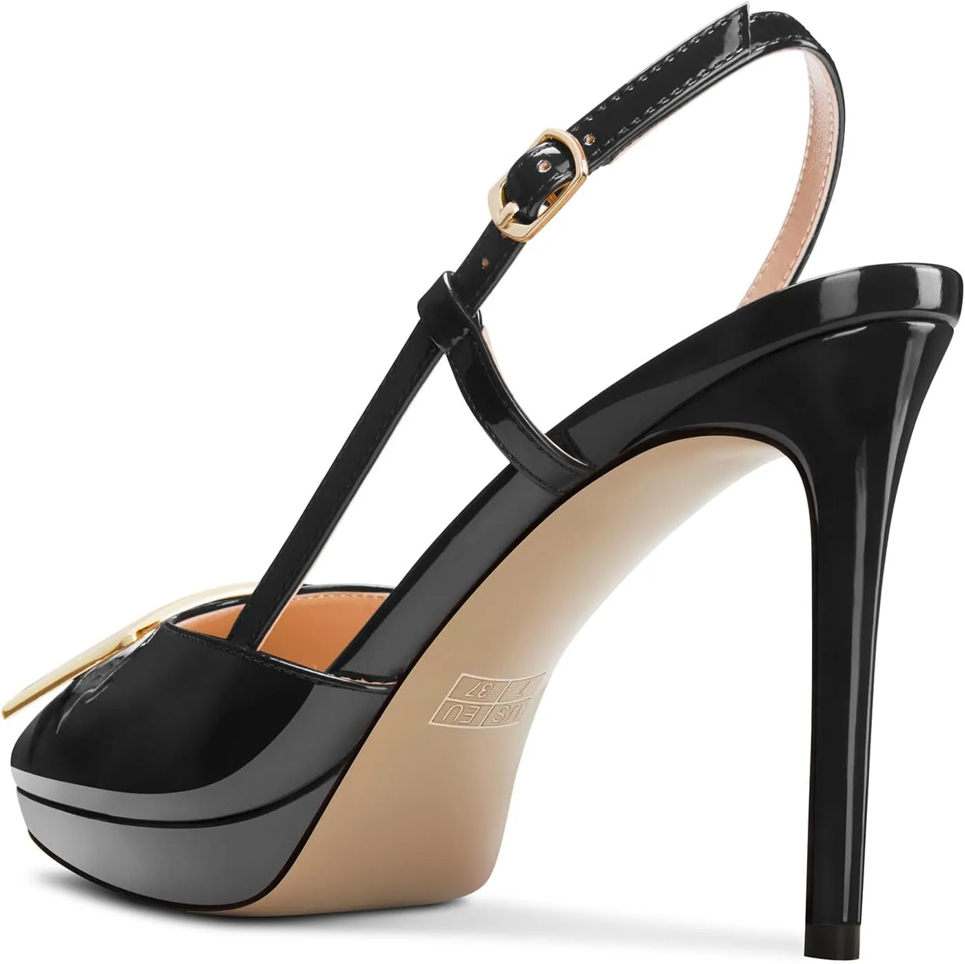 TNYNFBEB Womens Stiletto High Platform Heel Pointed Toe Pumps Slingback Slip-on Buckle Party Basic Classic 3.9 Inches Heels