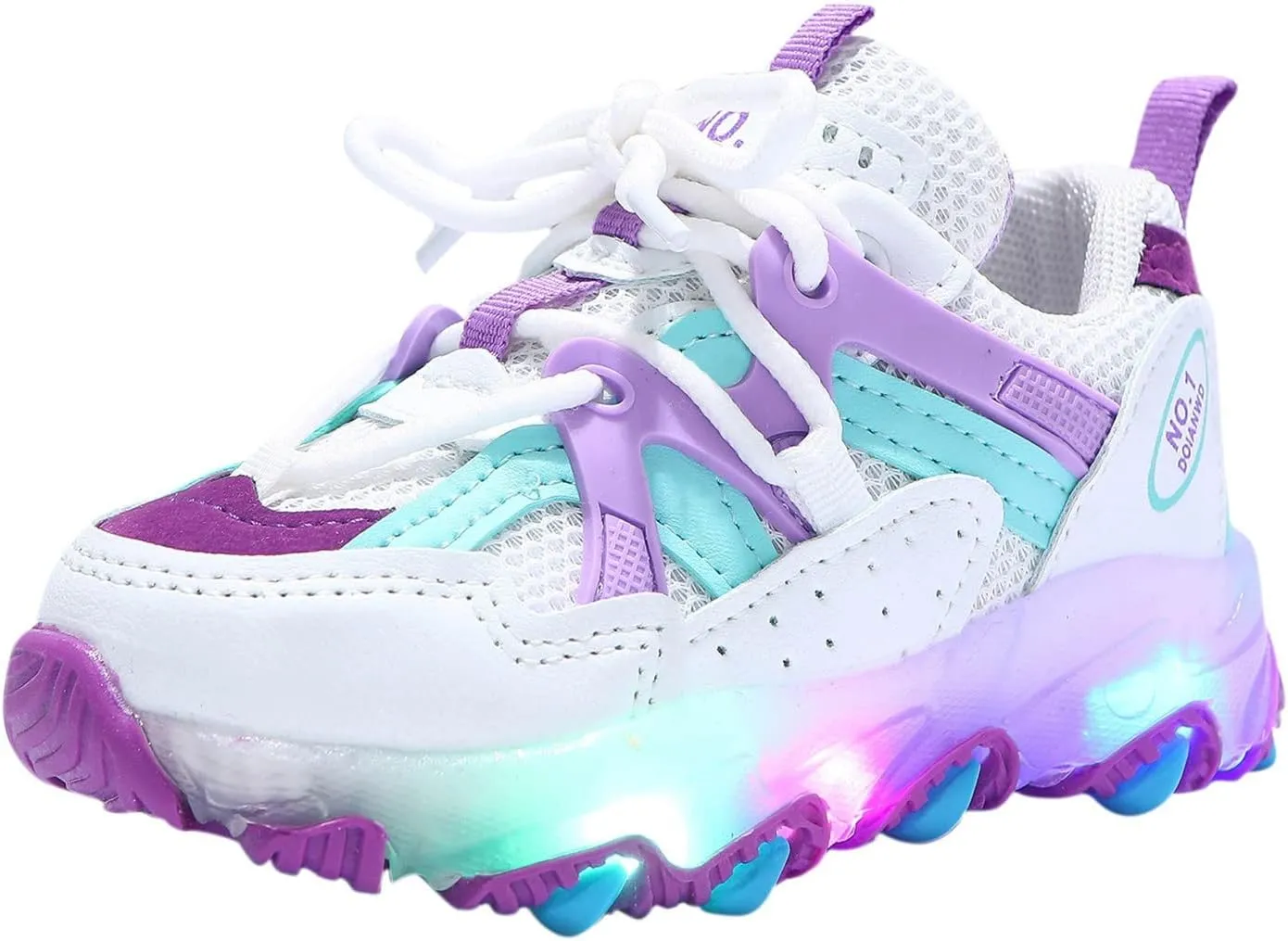 Toddler Girl Light Up Sneakers with Laces Baby Boys Roller Sport Shoes Kids Outdoor Tennis Running Breathable Shoes
