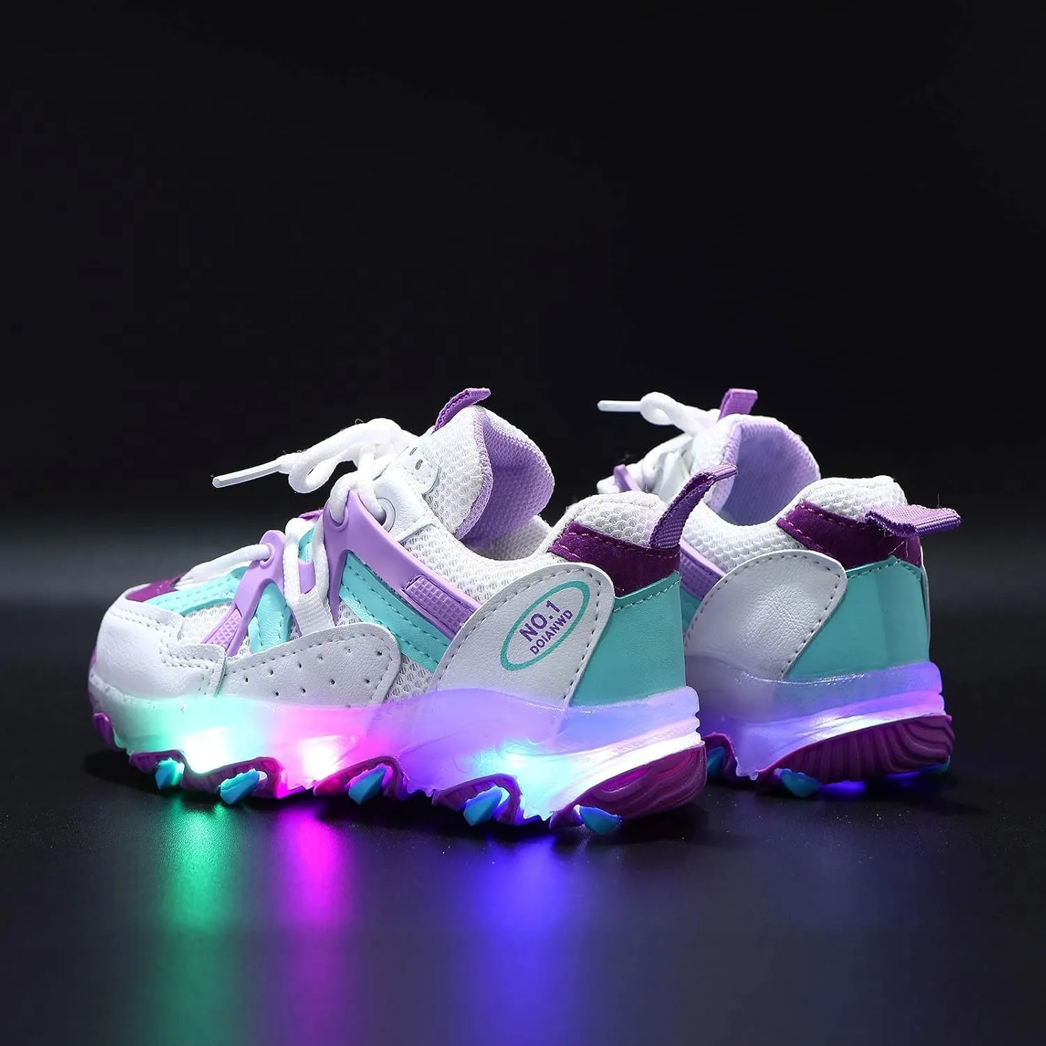 Toddler Girl Light Up Sneakers with Laces Baby Boys Roller Sport Shoes Kids Outdoor Tennis Running Breathable Shoes