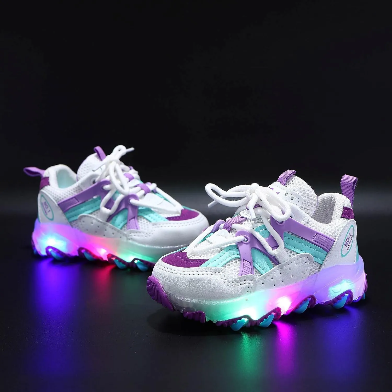 Toddler Girl Light Up Sneakers with Laces Baby Boys Roller Sport Shoes Kids Outdoor Tennis Running Breathable Shoes