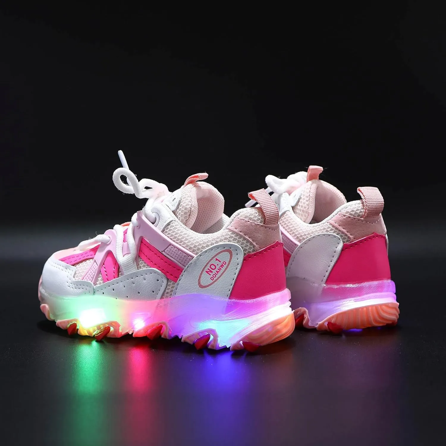 Toddler Girl Light Up Sneakers with Laces Baby Boys Roller Sport Shoes Kids Outdoor Tennis Running Breathable Shoes