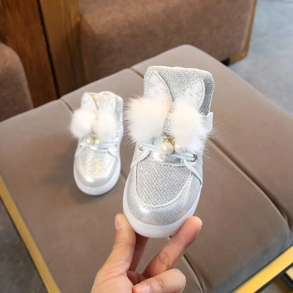 Toddler Girl's Light Up Sequins Lace Up Baby Glitter Shoes Flashing LED Casual Princess Party Shoes Flat (Silver-06#, 2-2.5Years)