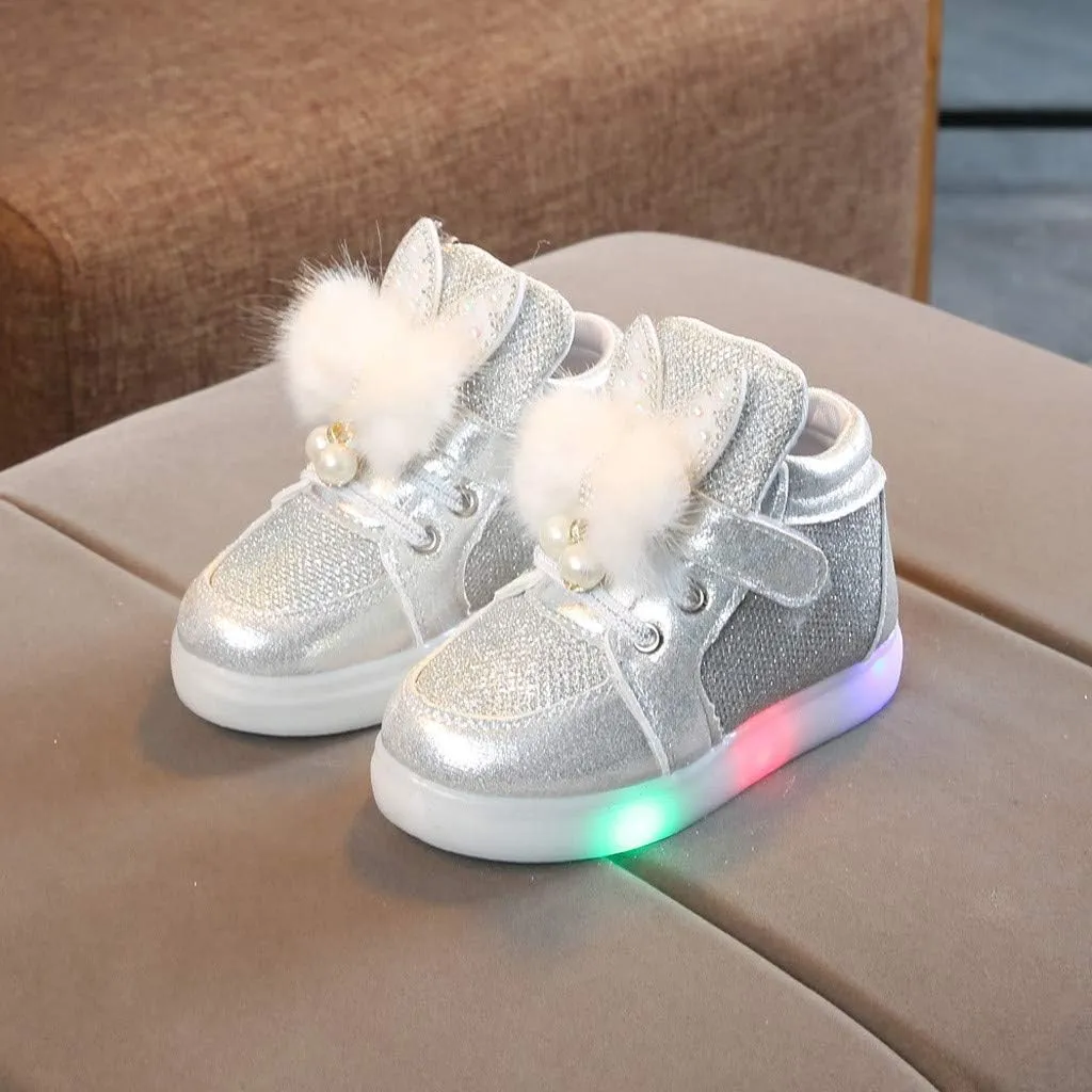 Toddler Girl's Light Up Sequins Lace Up Baby Glitter Shoes Flashing LED Casual Princess Party Shoes Flat (Silver-06#, 2-2.5Years)