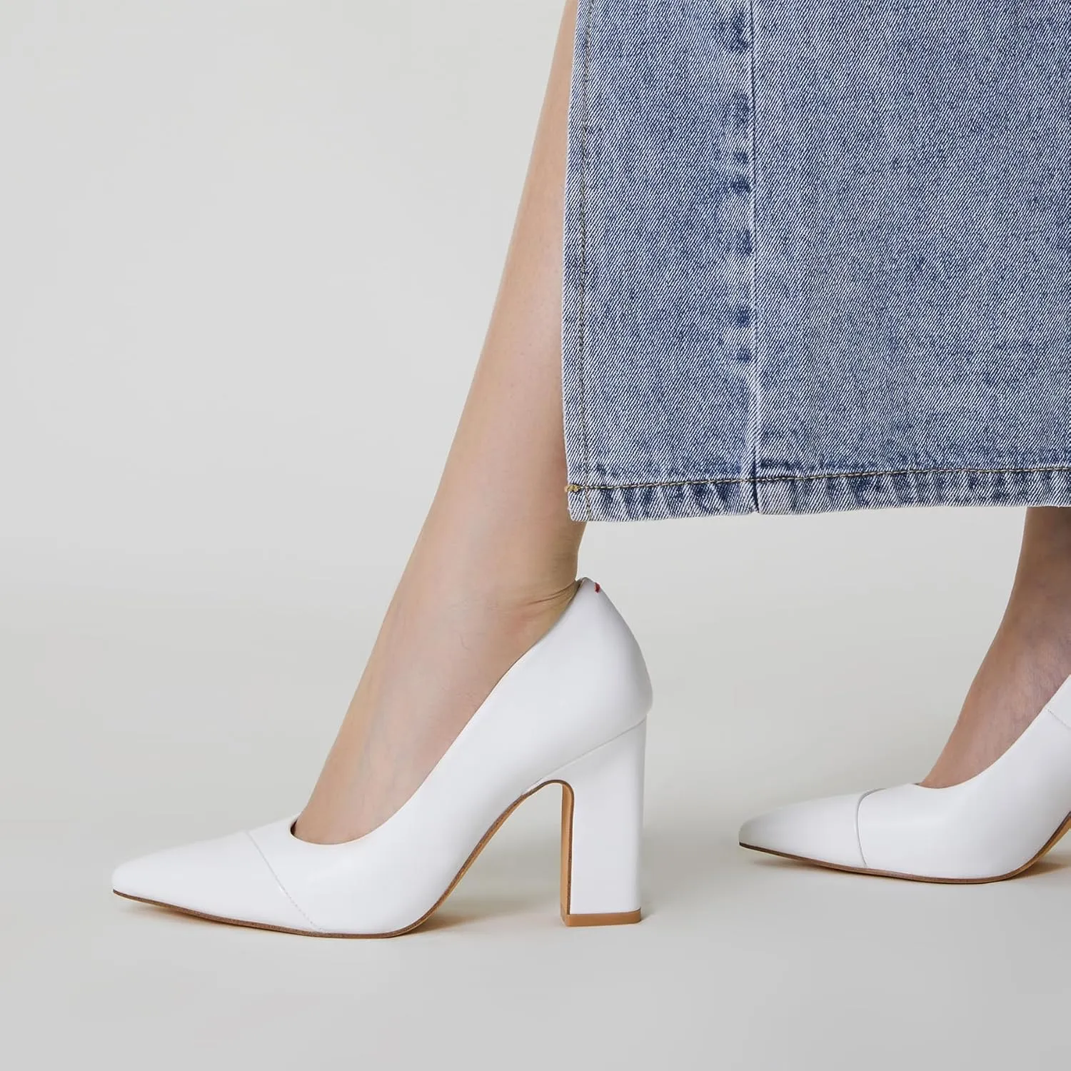 Trary Heels for Women Closed Pointed Toe Chunky Pumps Shoes Women Block High Heels Comfortable Slip-On Dress Office Party Wedding Shoes 3.54" Heel