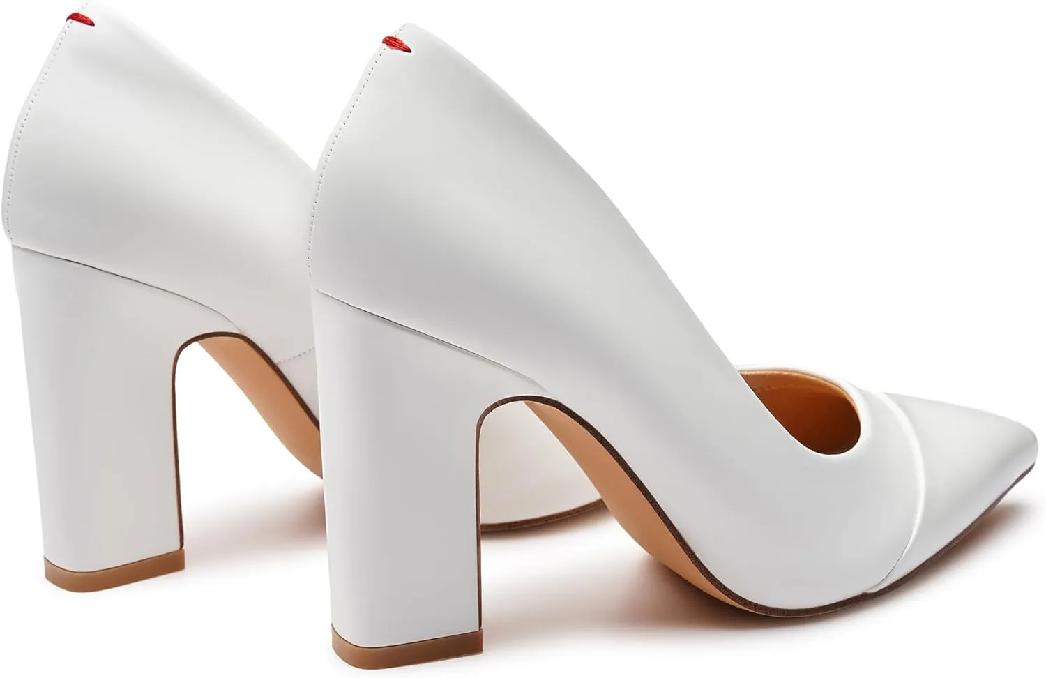 Trary Heels for Women Closed Pointed Toe Chunky Pumps Shoes Women Block High Heels Comfortable Slip-On Dress Office Party Wedding Shoes 3.54" Heel