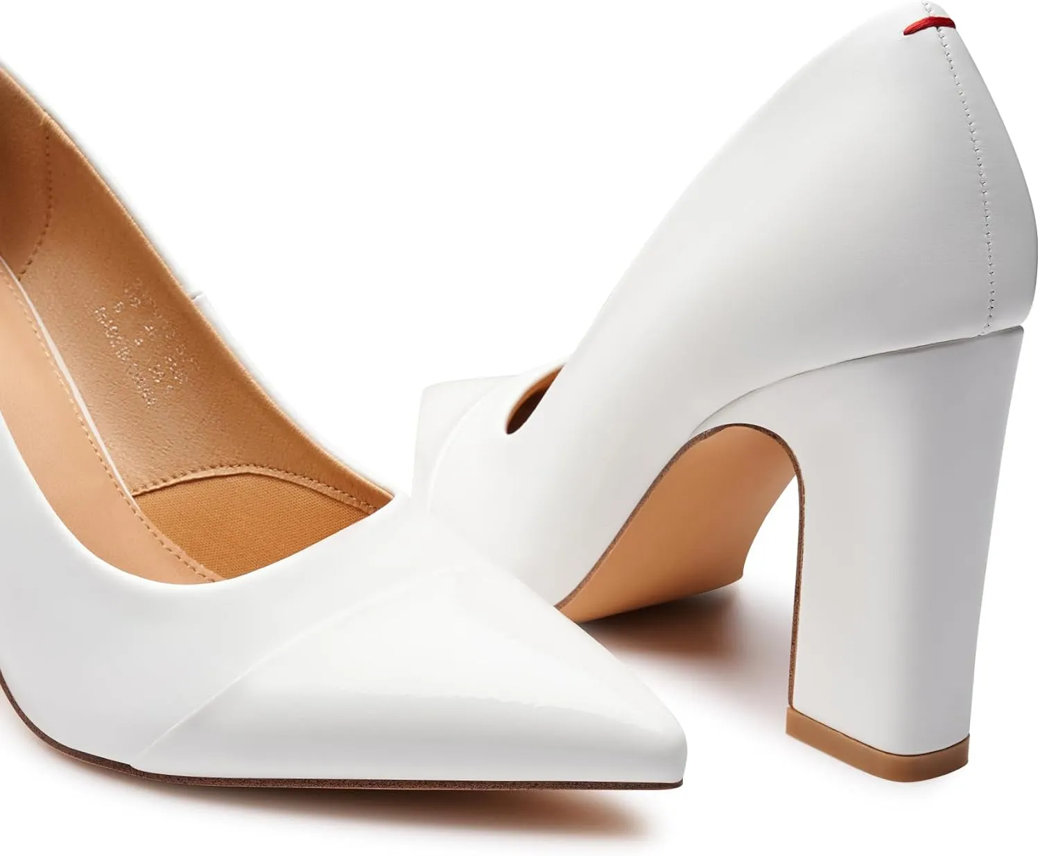 Trary Heels for Women Closed Pointed Toe Chunky Pumps Shoes Women Block High Heels Comfortable Slip-On Dress Office Party Wedding Shoes 3.54" Heel