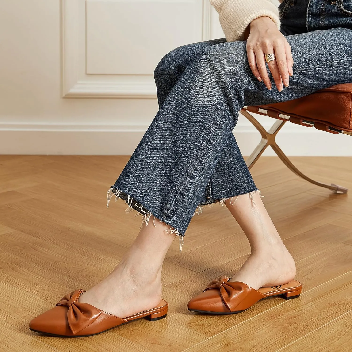 Trary Mules for Women Flats, Pointed Toe Womens Mules with Heels, Black Mules Shoes for Women, Bow Mules Women's Flats, Slip On Flats Flat Mules, Backless Loafers for Women, Women's Mules & Clogs
