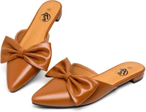Trary Mules for Women Flats, Pointed Toe Womens Mules with Heels, Black Mules Shoes for Women, Bow Mules Women's Flats, Slip On Flats Flat Mules, Backless Loafers for Women, Women's Mules & Clogs