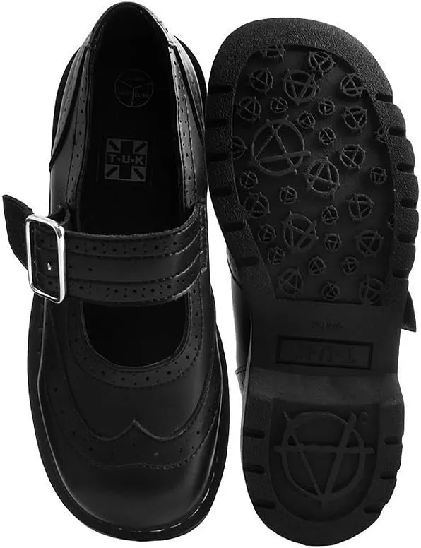 T.U.K. Shoes Vegan TUKskin Brogue Mary Janes Shoes for Women, Round Toe Ankle Strap Oxford Dress Shoes