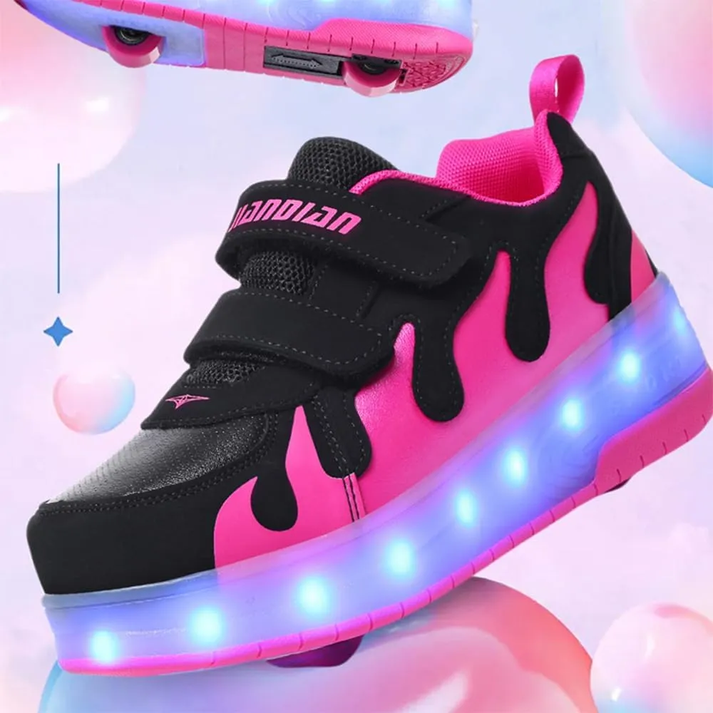 Ufatansy Roller Shoes Boys Sneakers with Wheels Girls Roller Skate Shoes USB Charging Shiny LED Lights Up Footwear Skates for Beginner Trainers Kids Lightweight Breatheable Shoe