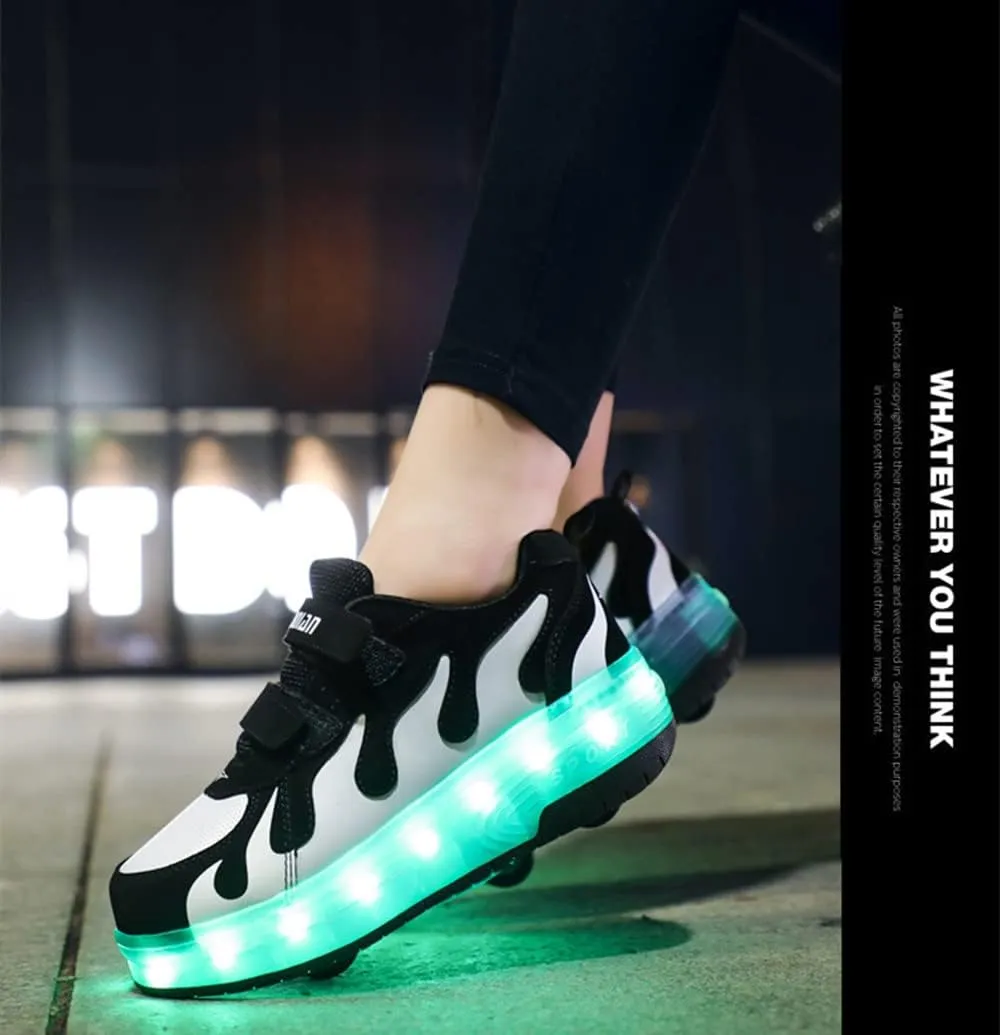 Ufatansy Roller Shoes Boys Sneakers with Wheels Girls Roller Skate Shoes USB Charging Shiny LED Lights Up Footwear Skates for Beginner Trainers Kids Lightweight Breatheable Shoe