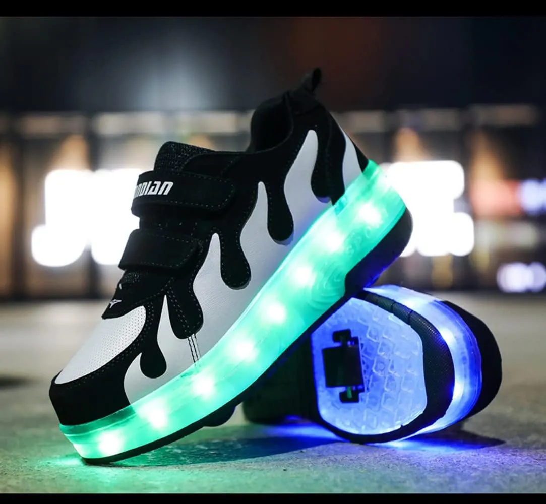 Ufatansy Roller Shoes Boys Sneakers with Wheels Girls Roller Skate Shoes USB Charging Shiny LED Lights Up Footwear Skates for Beginner Trainers Kids Lightweight Breatheable Shoe