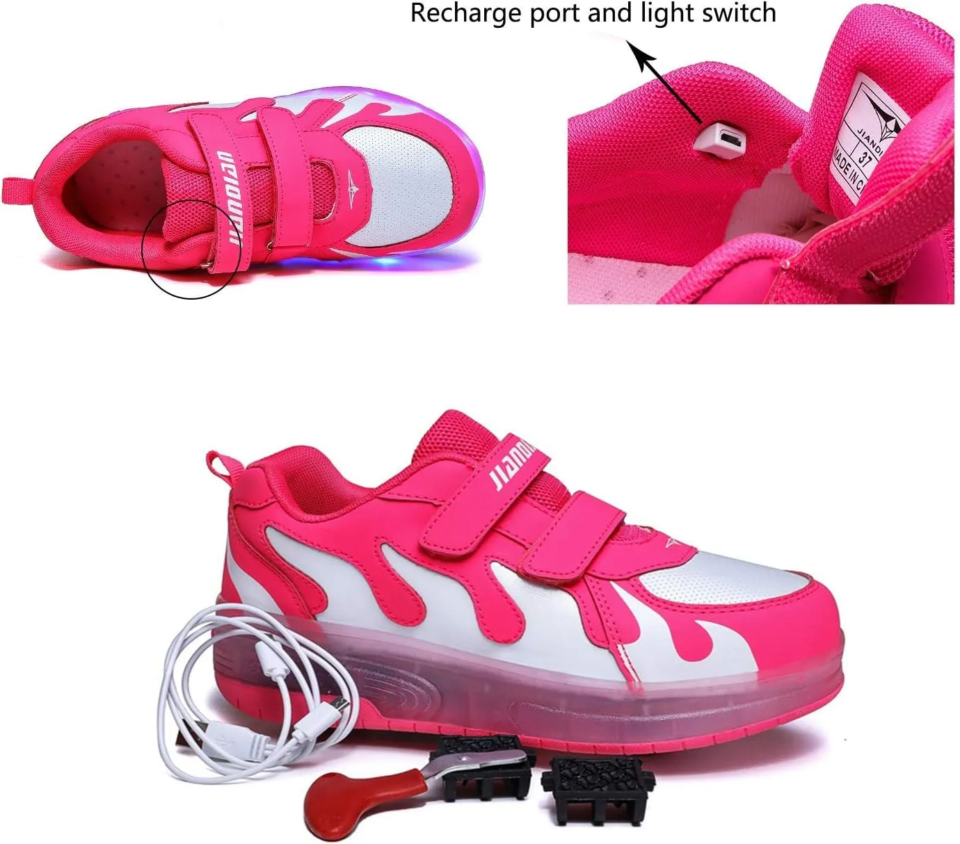 Ufatansy Roller Shoes Boys Sneakers with Wheels Girls Roller Skate Shoes USB Charging Shiny LED Lights Up Footwear Skates for Beginner Trainers Kids Lightweight Breatheable Shoe