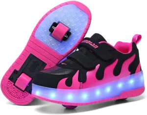 Ufatansy Roller Shoes Boys Sneakers with Wheels Girls Roller Skate Shoes USB Charging Shiny LED Lights Up Footwear Skates for Beginner Trainers Kids Lightweight Breatheable Shoe