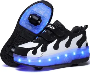 Ufatansy Roller Shoes Boys Sneakers with Wheels Girls Roller Skate Shoes USB Charging Shiny LED Lights Up Footwear Skates for Beginner Trainers Kids Lightweight Breatheable Shoe