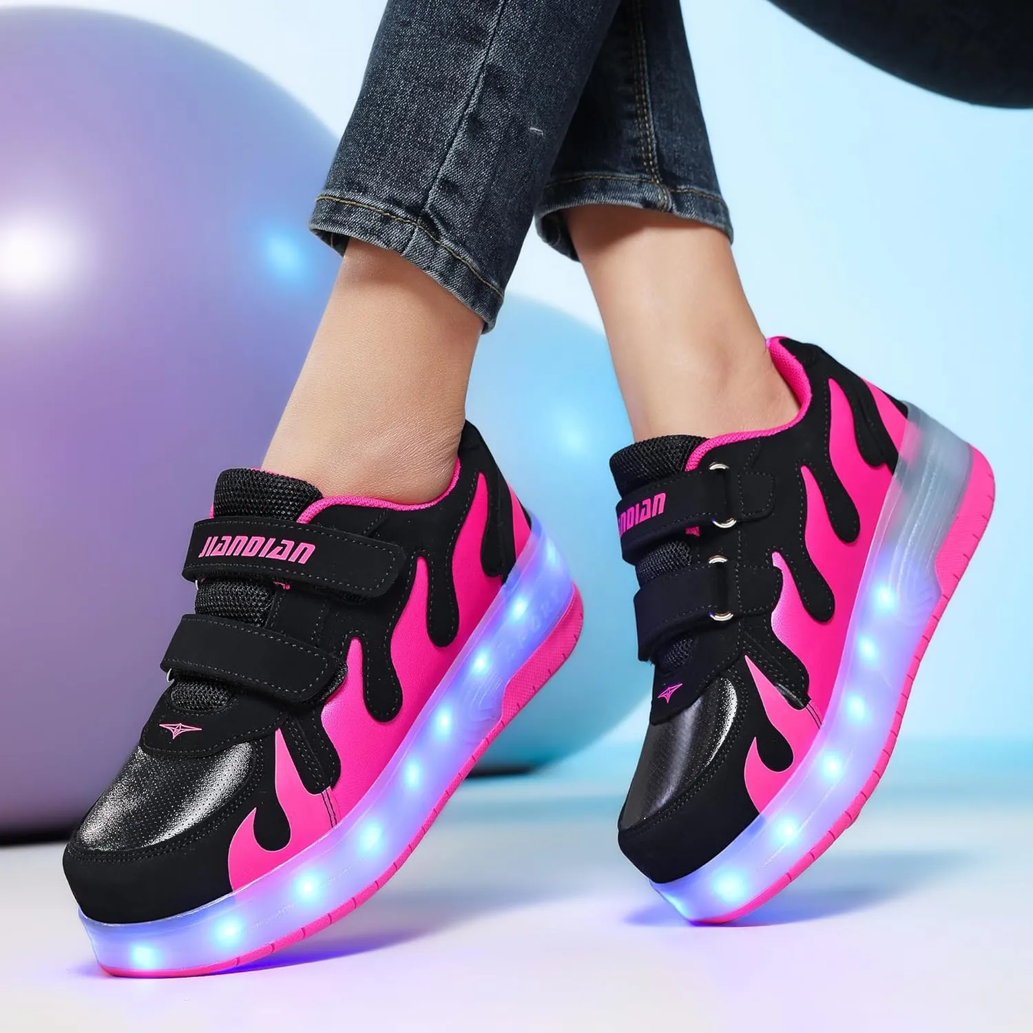 Ufatansy Roller Shoes Boys Sneakers with Wheels Girls Roller Skate Shoes USB Charging Shiny LED Lights Up Footwear Skates for Beginner Trainers Kids Lightweight Breatheable Shoe