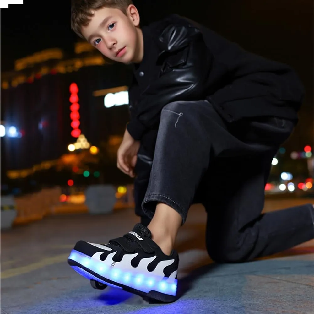 Ufatansy Roller Shoes Boys Sneakers with Wheels Girls Roller Skate Shoes USB Charging Shiny LED Lights Up Footwear Skates for Beginner Trainers Kids Lightweight Breatheable Shoe