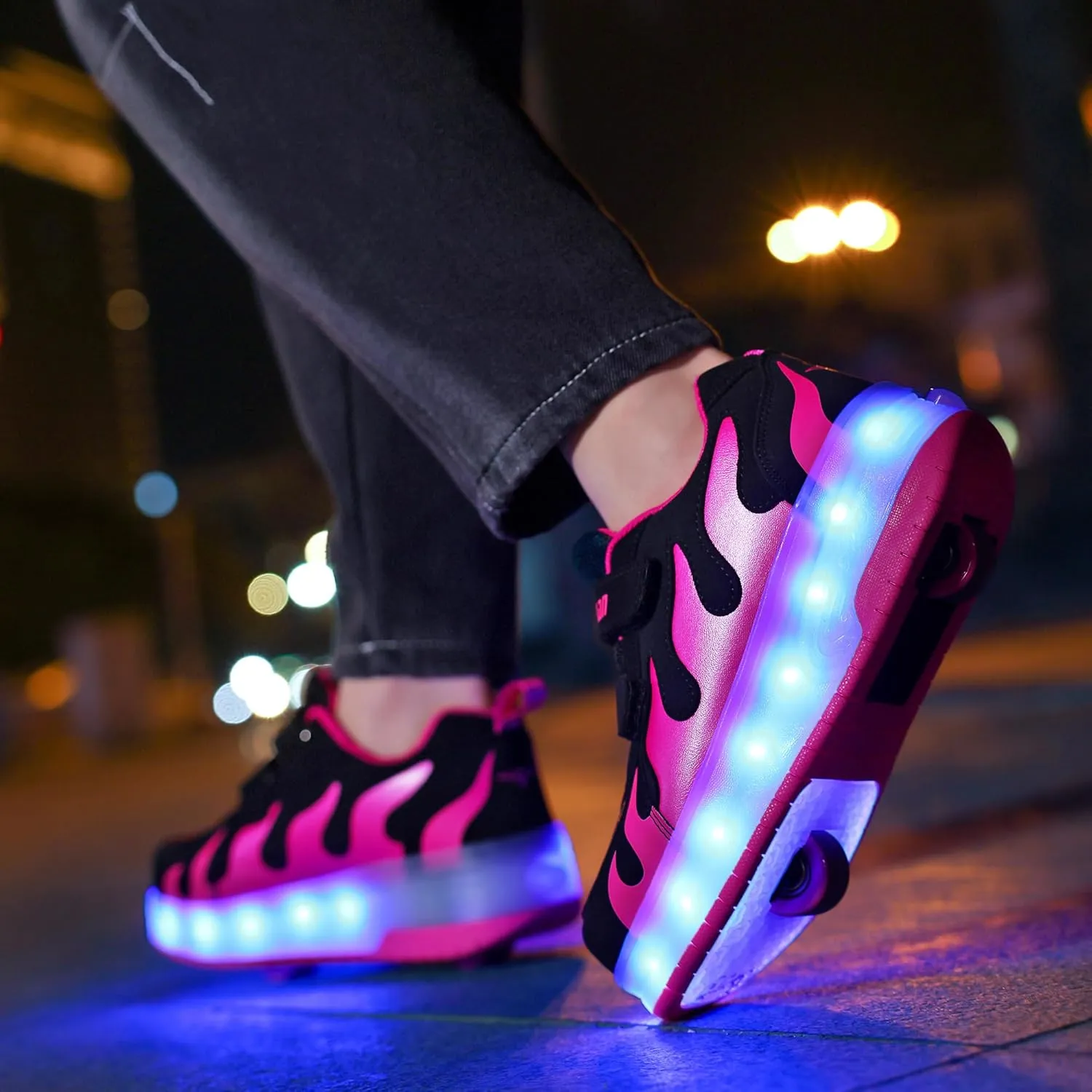 Ufatansy Roller Shoes Boys Sneakers with Wheels Girls Roller Skate Shoes USB Charging Shiny LED Lights Up Footwear Skates for Beginner Trainers Kids Lightweight Breatheable Shoe