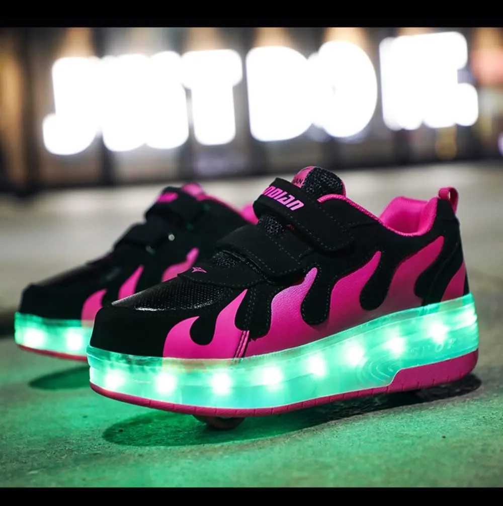Ufatansy Roller Shoes Boys Sneakers with Wheels Girls Roller Skate Shoes USB Charging Shiny LED Lights Up Footwear Skates for Beginner Trainers Kids Lightweight Breatheable Shoe