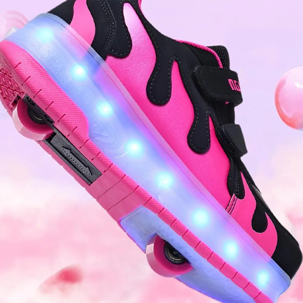 Ufatansy Roller Shoes Boys Sneakers with Wheels Girls Roller Skate Shoes USB Charging Shiny LED Lights Up Footwear Skates for Beginner Trainers Kids Lightweight Breatheable Shoe