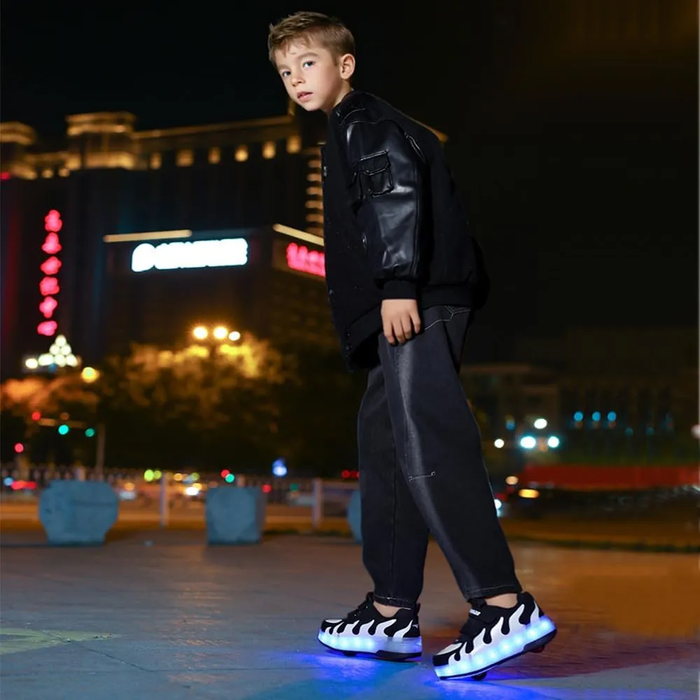 Ufatansy Roller Shoes Boys Sneakers with Wheels Girls Roller Skate Shoes USB Charging Shiny LED Lights Up Footwear Skates for Beginner Trainers Kids Lightweight Breatheable Shoe