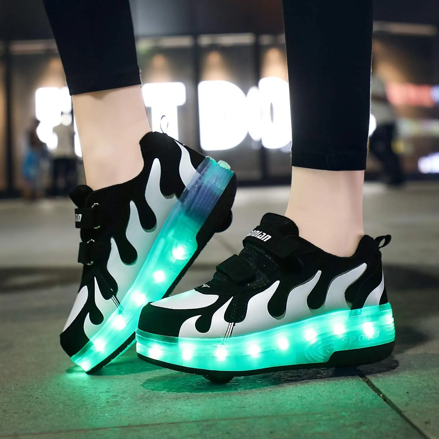 Ufatansy Roller Shoes Boys Sneakers with Wheels Girls Roller Skate Shoes USB Charging Shiny LED Lights Up Footwear Skates for Beginner Trainers Kids Lightweight Breatheable Shoe
