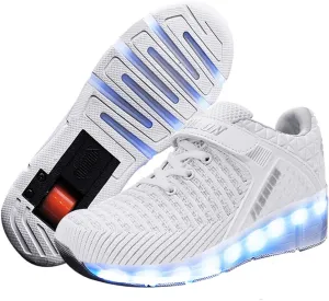 Ufatansy Roller Shoes Girls Boys Sneakers with Wheels Roller Skate Shoes USB Charging LED Light Up Footwear Skates for Beginner Trainers Kids Lightweight Breatheable Shoe