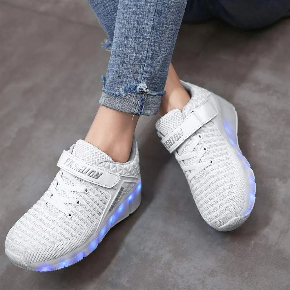 Ufatansy Roller Shoes Girls Boys Sneakers with Wheels Roller Skate Shoes USB Charging LED Light Up Footwear Skates for Beginner Trainers Kids Lightweight Breatheable Shoe