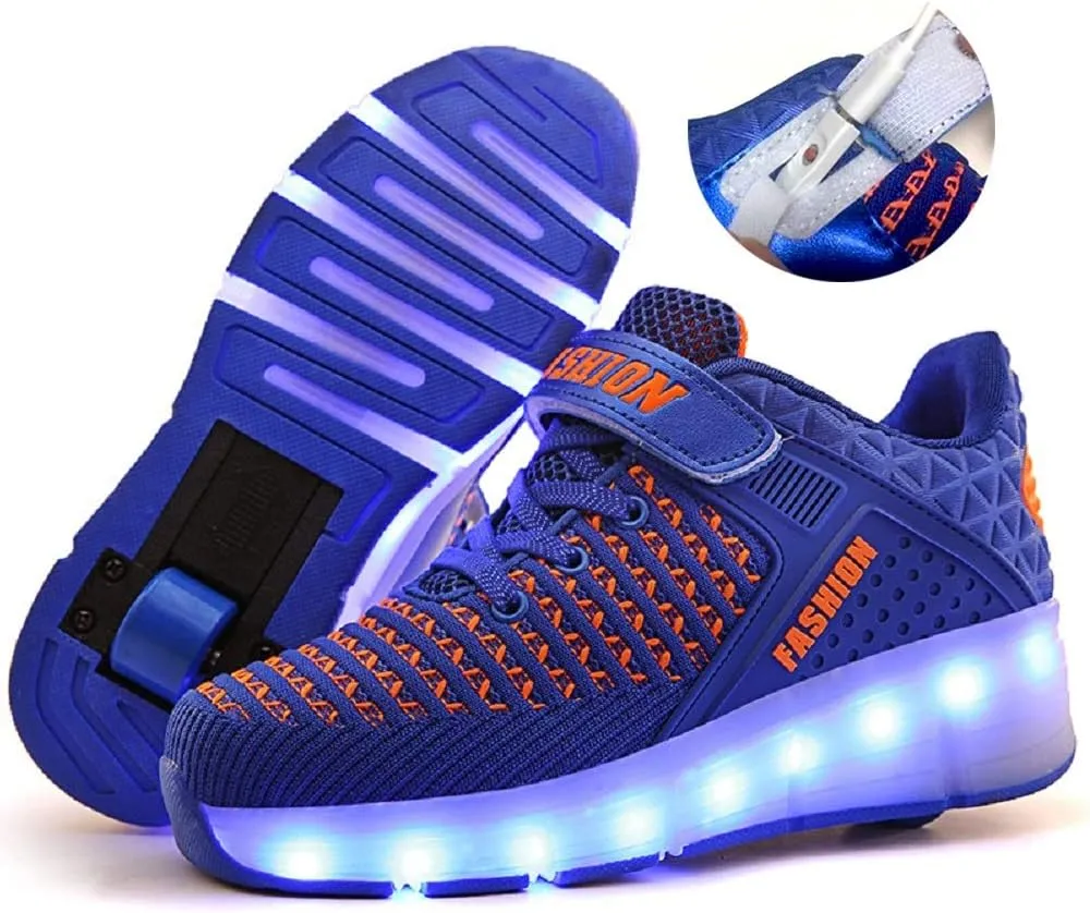 Ufatansy Roller Shoes Girls Boys Sneakers with Wheels Roller Skate Shoes USB Charging LED Light Up Footwear Skates for Beginner Trainers Kids Lightweight Breatheable Shoe