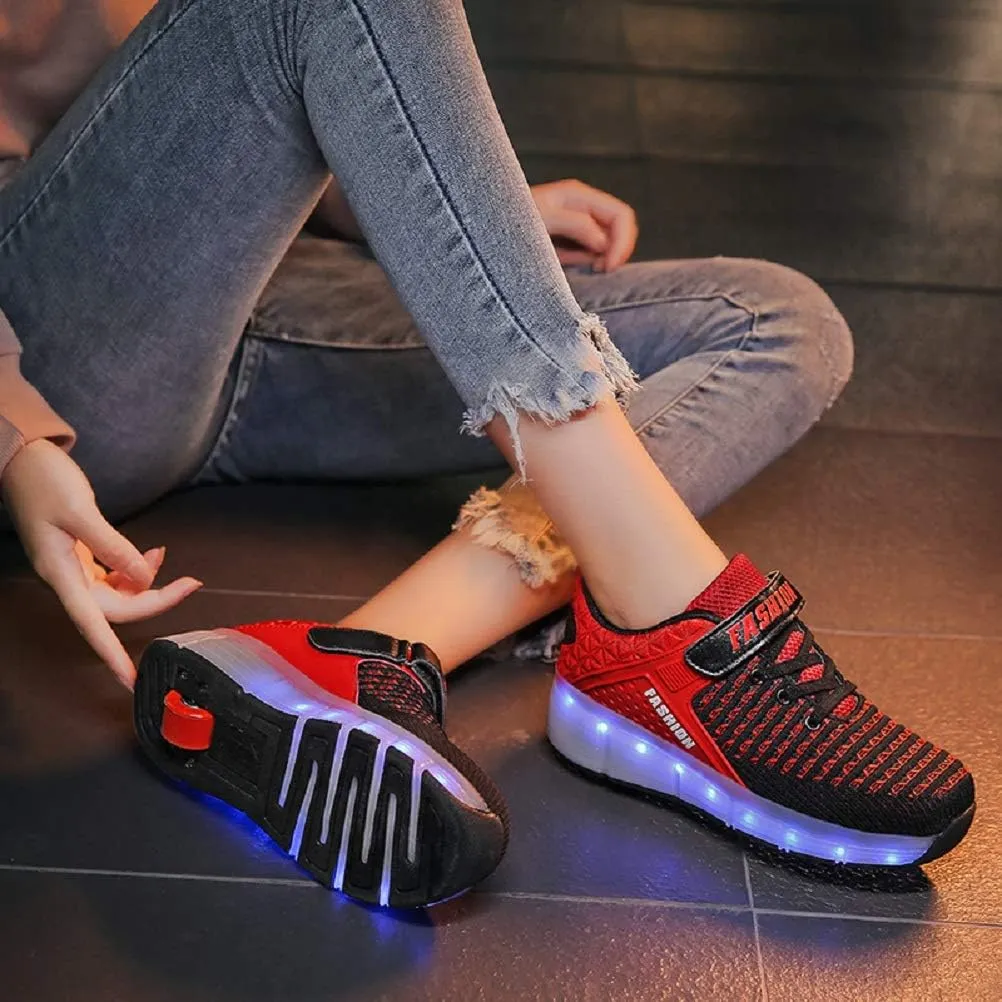 Ufatansy Roller Shoes Girls Boys Sneakers with Wheels Roller Skate Shoes USB Charging LED Light Up Footwear Skates for Beginner Trainers Kids Lightweight Breatheable Shoe