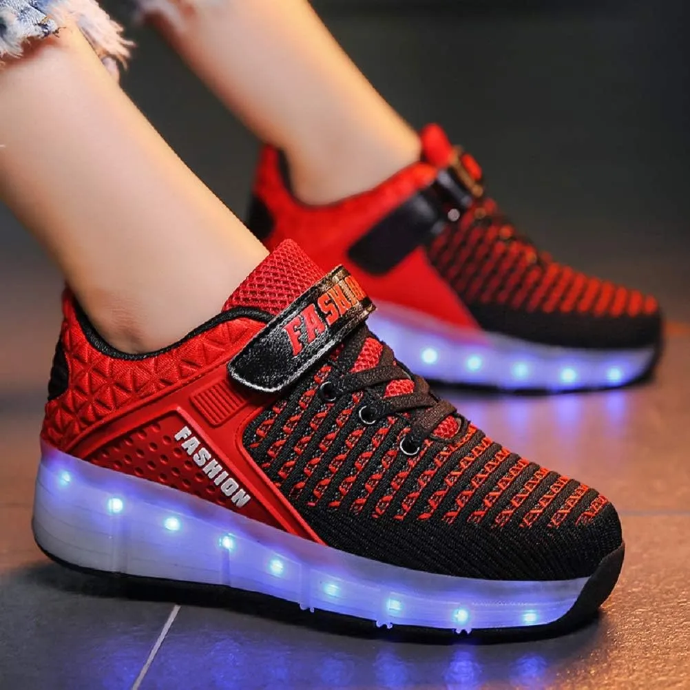 Ufatansy Roller Shoes Girls Boys Sneakers with Wheels Roller Skate Shoes USB Charging LED Light Up Footwear Skates for Beginner Trainers Kids Lightweight Breatheable Shoe