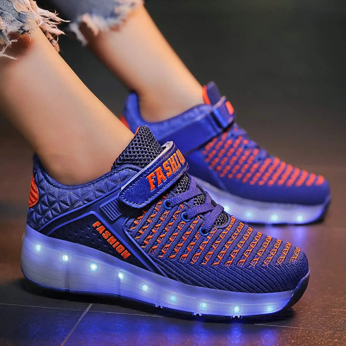 Ufatansy Roller Shoes Girls Boys Sneakers with Wheels Roller Skate Shoes USB Charging LED Light Up Footwear Skates for Beginner Trainers Kids Lightweight Breatheable Shoe