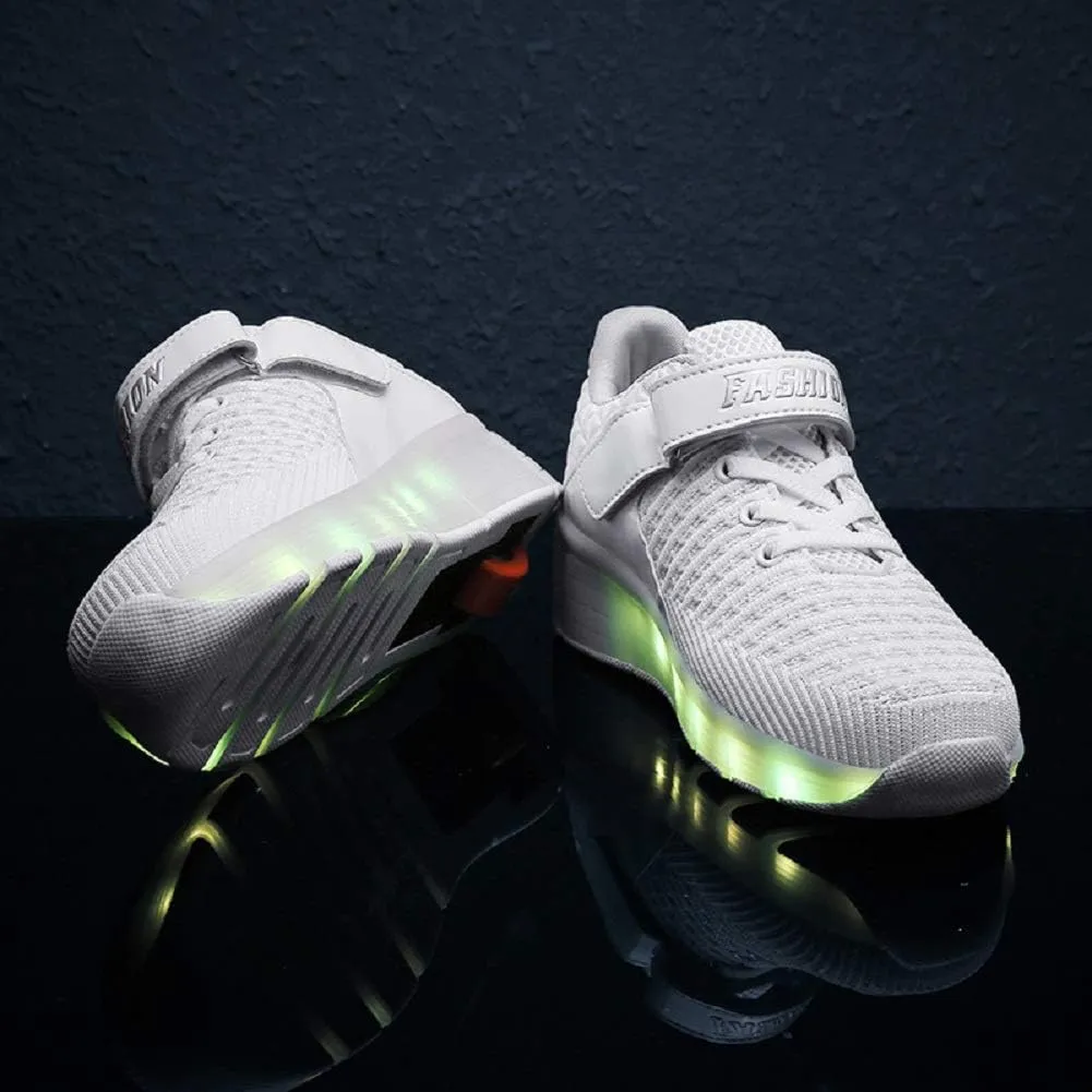 Ufatansy Roller Shoes Girls Boys Sneakers with Wheels Roller Skate Shoes USB Charging LED Light Up Footwear Skates for Beginner Trainers Kids Lightweight Breatheable Shoe
