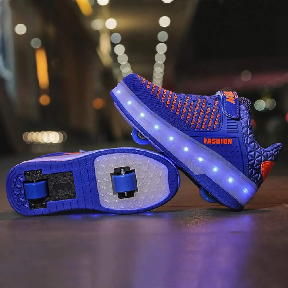 Ufatansy Roller Shoes Girls Boys Sneakers with Wheels Roller Skate Shoes USB Charging LED Light Up Footwear Skates for Beginner Trainers Kids Lightweight Breatheable Shoe