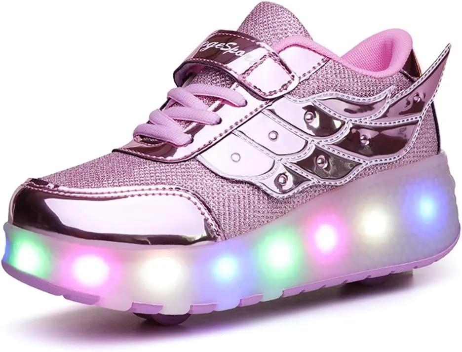 Ufatansy Roller Shoes Girls Boys Sneakers with Wheels Roller Skate Shoes USB Charging with LED Light Up Footwear Skates for Beginner Trainers Kids Lightweight Breatheable Shoe