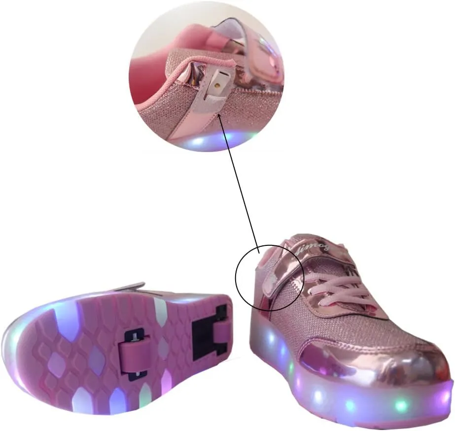 Ufatansy Roller Shoes Girls Boys Sneakers with Wheels Roller Skate Shoes USB Charging with LED Light Up Footwear Skates for Beginner Trainers Kids Lightweight Breatheable Shoe