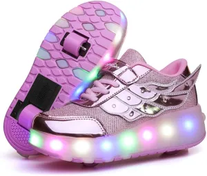 Ufatansy Roller Shoes Girls Boys Sneakers with Wheels Roller Skate Shoes USB Charging with LED Light Up Footwear Skates for Beginner Trainers Kids Lightweight Breatheable Shoe