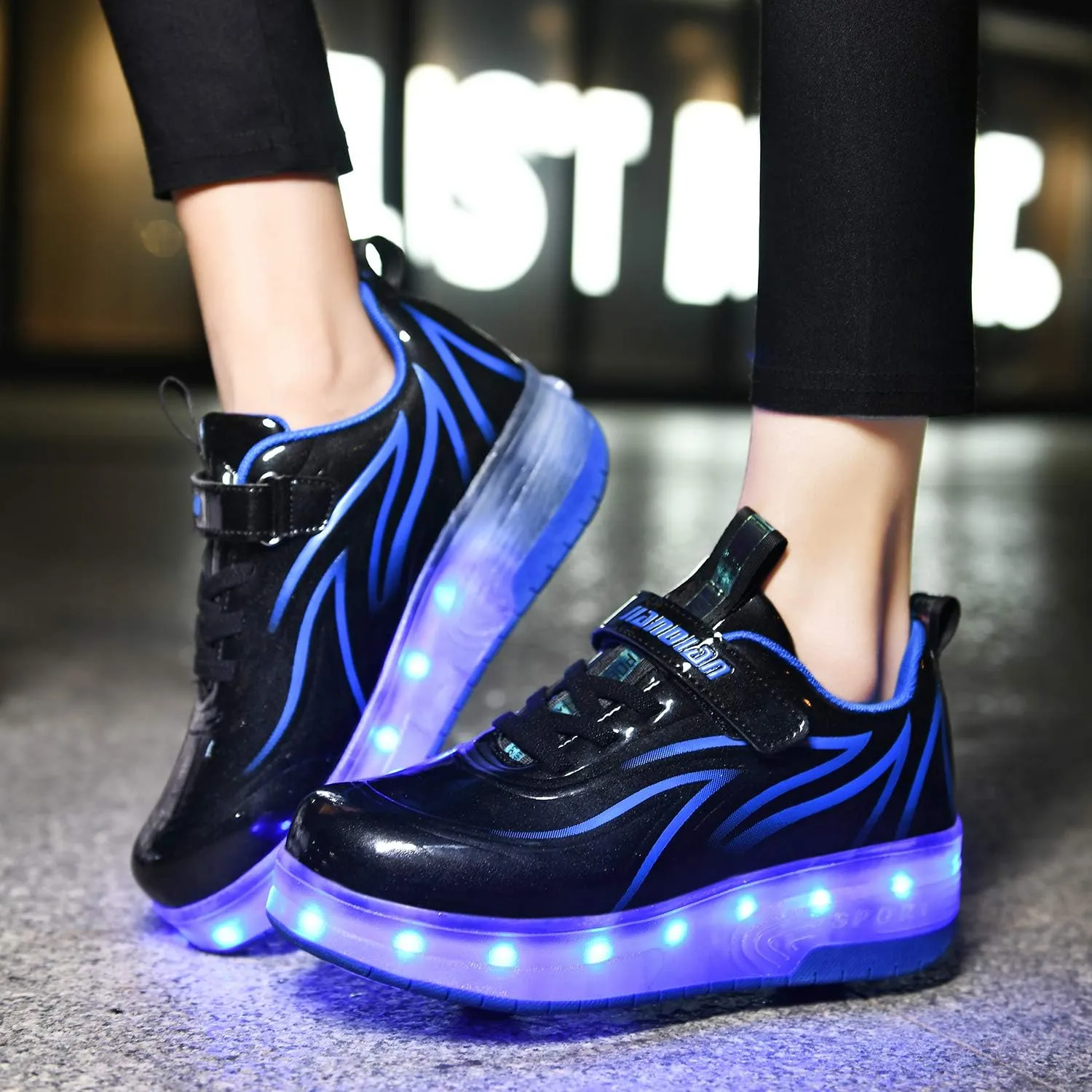Ufatansy Roller Shoes Girls Boys Sneakers with Wheels Roller Skate Shoes USB Charging with LED Light Up Shinny Skates for Beginner Trainers Kids Lightweight Breatheable Shoe Footwear